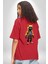 Spor Eşofman Takımı Sarı Kedi Insan Kırmızı Oversize Kadın Erkek Ön ve Sırt Baskılı T-Shirt 4
