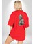 Star Wars The Mandalorian Kırmızı Oversize Kadın Erkek Ön ve Sırt Baskılı T-Shirt 4