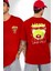 Sık Sık Mutlu Gülmek Teddy Bear Kırmızı Oversize Kadın Erkek Ön ve Sırt Baskılı T-Shirt 1