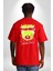 Sık Sık Mutlu Gülmek Teddy Bear Kırmızı Oversize Kadın Erkek Ön ve Sırt Baskılı T-Shirt 4