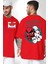 Japon Anime Tengu Maske Kırmızı Oversize Kadın Erkek Ön ve Sırt Baskılı T-Shirt 1