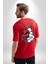 Japon Anime Tengu Maske Kırmızı Oversize Kadın Erkek Ön ve Sırt Baskılı T-Shirt 4