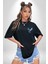 Kara Kartal Sulu Boya Siyah Oversize Kadın Erkek Ön ve Sırt Baskılı T-Shirt 4