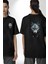 Mavi Kurt Robot Siyah Oversize Kadın Erkek Ön ve Sırt Baskılı T-Shirt 1