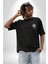 Mavi Kurt Robot Siyah Oversize Kadın Erkek Ön ve Sırt Baskılı T-Shirt 4