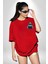 Hacker Kedi Bilgisayar Korsanı Yeşil Gözlük Kırmızı Oversize Kadın Erkek Ön ve Sırt Baskılı T-Shirt 3
