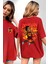 Donovan Mitchell Basketbol Karikatür Kırmızı Oversize Kadın Erkek Ön ve Sırt Baskılı T-Shirt 1