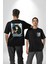 Anime Levi Ackerman Beyaz ve Siyah Kanatlar Siyah Oversize Kadın Erkek Ön ve Sırt Baskılı T-Shirt 1