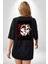 Anime Iblis Avcısı Kimetsu No Yaiba Maske Siyah Oversize Kadın Erkek Ön ve Sırt Baskılı T-Shirt 5