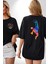 Smaç Basketbol Renkli Siyah Oversize Kadın Erkek Ön ve Sırt Baskılı T-Shirt 1