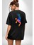 Smaç Basketbol Renkli Siyah Oversize Kadın Erkek Ön ve Sırt Baskılı T-Shirt 3