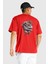 Kırmızı Gözlük Papyon Dinazor Kırmızı Oversize Kadın Erkek Ön ve Sırt Baskılı T-Shirt 4