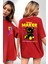 Baş Belası Teddy Kırmızı Oversize Kadın Erkek Ön ve Sırt Baskılı T-Shirt 1