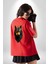Siyah Ateşli Sinirli Kurt Kırmızı Oversize Kadın Erkek Ön ve Sırt Baskılı T-Shirt 4