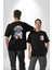 Shih Tzu Renkli Köpek Siyah Oversize Kadın Erkek Ön ve Sırt Baskılı T-Shirt 1