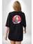 Uluyan Beyaz Kurt Siyah Oversize Kadın Erkek Ön ve Sırt Baskılı T-Shirt 3
