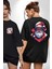 Cool Santa Claus Noel Baba Siyah Oversize Kadın Erkek Ön ve Sırt Baskılı T-Shirt 1