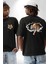 Kırık Duvar Kaplan Siyah Oversize Kadın Erkek Ön ve Sırt Baskılı T-Shirt 1