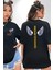 Uçan Hayaller Gökyüzünde Melek Kanatları Siyah Oversize Kadın Erkek Ön ve Sırt Baskılı T-Shirt 1