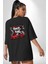 Japon Sokak Yarış Kralı Siyah Oversize Kadın Erkek Ön ve Sırt Baskılı T-Shirt 3