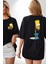 Simpson Metalica Bart Rock Siyah Oversize Kadın Erkek Ön ve Sırt Baskılı T-Shirt 1