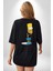 Simpson Metalica Bart Rock Siyah Oversize Kadın Erkek Ön ve Sırt Baskılı T-Shirt 4