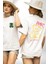Artık Katlan Beyaz Oversize Kadın Erkek Ön ve Sırt Baskılı T-Shirt 1