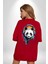 Kulaklık Ayı Panda Kırmızı Oversize Kadın Erkek Ön ve Sırt Baskılı T-Shirt 4