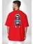 Hiphop Kurukafa Hoodie Kırmızı Oversize Kadın Erkek Ön ve Sırt Baskılı T-Shirt 2