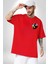 Renkli Yin Ile Yang Kuramı Kırmızı Oversize Kadın Erkek Ön ve Sırt Baskılı T-Shirt 5
