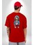 Hiphop Kurukafa Hoodie Kırmızı Oversize Kadın Erkek Ön ve Sırt Baskılı T-Shirt 4