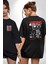 Uyarı Dikkatli Yaklaş Siyah Oversize Kadın Erkek Ön ve Sırt Baskılı T-Shirt 1