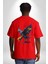 Kara Kartal Sulu Boya Kırmızı Oversize Kadın Erkek Ön ve Sırt Baskılı T-Shirt 2