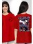 Naruto Shippuden Sasuke Kırmızı Oversize Kadın Erkek Ön ve Sırt Baskılı T-Shirt 1