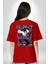 Naruto Shippuden Sasuke Kırmızı Oversize Kadın Erkek Ön ve Sırt Baskılı T-Shirt 2