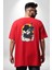 Gangster Panda Kırmızı Oversize Kadın Erkek Ön ve Sırt Baskılı T-Shirt 2