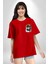 Gangster Panda Kırmızı Oversize Kadın Erkek Ön ve Sırt Baskılı T-Shirt 5