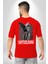 Şehir Sokak Stili Melek Heykeli Kırmızı Oversize Kadın Erkek Ön ve Sırt Baskılı T-Shirt 4