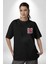 Uyarı Dikkatli Yaklaş Siyah Oversize Kadın Erkek Ön ve Sırt Baskılı T-Shirt 4