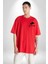 Atatürk Imzalı Türk Logo Kırmızı Oversize Kadın Erkek Ön ve Sırt Baskılı T-Shirt 3