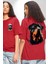 Sulu Boya Rottweiler Kırmızı Oversize Kadın Erkek Ön ve Sırt Baskılı T-Shirt 1