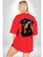 Sulu Boya Rottweiler Kırmızı Oversize Kadın Erkek Ön ve Sırt Baskılı T-Shirt 2
