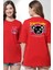 Panik Yok Teddy Kırmızı Oversize Kadın Erkek Ön ve Sırt Baskılı T-Shirt 1