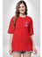 Panik Yok Teddy Kırmızı Oversize Kadın Erkek Ön ve Sırt Baskılı T-Shirt 3