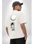 Astronot Ay Balon Beyaz Oversize Kadın Erkek Ön ve Sırt Baskılı T-Shirt 2