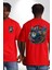 Kulaklık Kedi Müzik Tekir Kırmızı Oversize Kadın Erkek Ön ve Sırt Baskılı T-Shirt 1