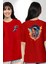 Bulutlar Astronot Uzay Kırmızı Oversize Kadın Erkek Ön ve Sırt Baskılı T-Shirt 1