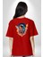 Bulutlar Astronot Uzay Kırmızı Oversize Kadın Erkek Ön ve Sırt Baskılı T-Shirt 2
