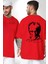 Kemal Atatürk Imza ve Silüet Kırmızı Oversize Kadın Erkek Ön ve Sırt Baskılı T-Shirt 1