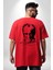 Kemal Atatürk Imza ve Silüet Kırmızı Oversize Kadın Erkek Ön ve Sırt Baskılı T-Shirt 4